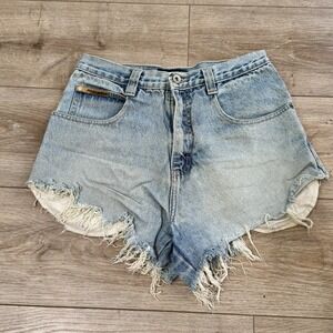 Vtg Y2k Southpole Women's Blue Light Wash Denim Distressed CutOff Shorts Size 29